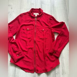 MICHAEL by Michael Kors Red Zip-Up Ladies Shirt